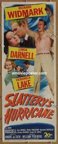 b560 SLATTERY'S HURRICANE insert movie poster '49 Veronica Lake