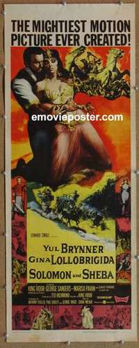 b564 SOLOMON & SHEBA insert movie poster '59 Yul Brynner, Lollobrigida