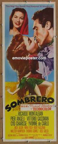 b565 SOMBRERO insert movie poster '53 Ricardo Montalban, Pier Angeli