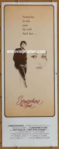 b569 SOMEWHERE IN TIME insert movie poster '80 Reeve, cult classic!