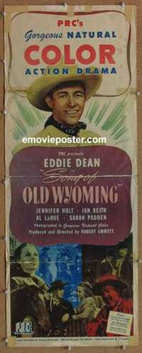 b572 SONG OF OLD WYOMING insert movie poster '45 Eddie Dean musical!