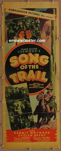 b573 SONG OF THE TRAIL insert movie poster '36 Kermit Maynard