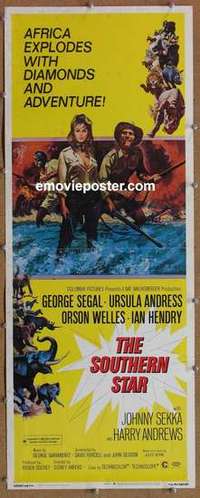 b575 SOUTHERN STAR insert movie poster '69 Ursula Andress, Segal