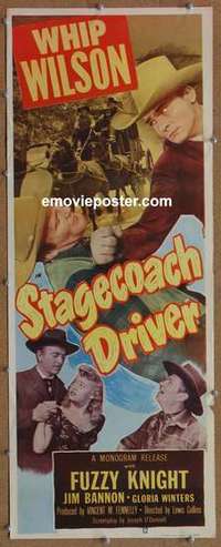 b577 STAGECOACH DRIVER insert movie poster '51 Whip Wilson, Knight