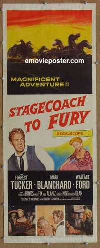 b578 STAGECOACH TO FURY insert movie poster '56 Forrest Tucker