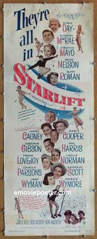 b581 STARLIFT insert movie poster '51 Gary Cooper, James Cagney