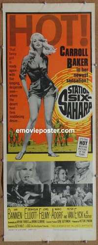 b584 STATION SIX SAHARA insert movie poster '64 sexy Carroll Baker!