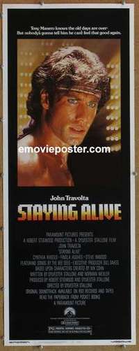 b585 STAYING ALIVE insert movie poster '83 dancing John Travolta!