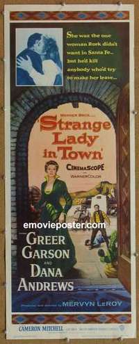 b587 STRANGE LADY IN TOWN insert movie poster '55 Greer Garson, Andrews