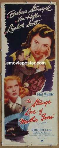 b588 STRANGE LOVE OF MARTHA IVERS insert movie poster '46 film noir!