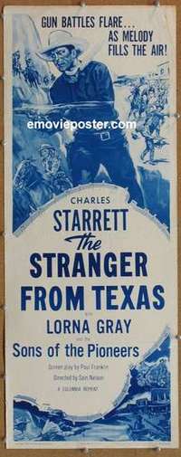 b589 STRANGER FROM TEXAS insert movie poster R53 Charles Starrett