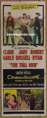 b599 TALL MEN insert movie poster '55 Clark Gable, Jane Russell