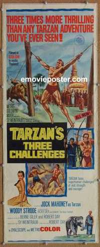 b602 TARZAN'S THREE CHALLENGES insert movie poster '63 Jock Mahoney