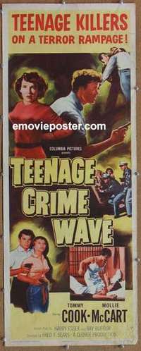 b604 TEEN-AGE CRIME WAVE insert movie poster '55 bad girls & guns!