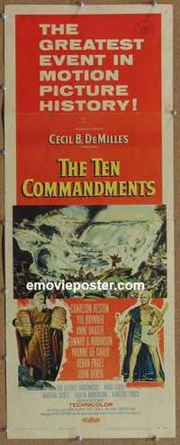 b606 TEN COMMANDMENTS insert movie poster '56 Heston, DeMille