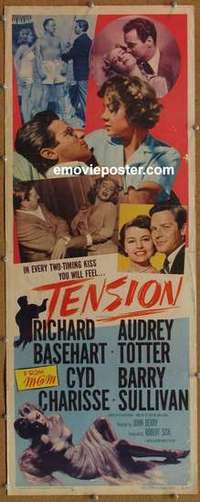 b607 TENSION insert movie poster '49 Richard Basehart, film noir!