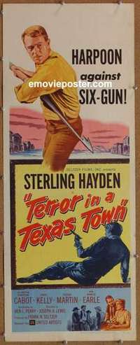 b608 TERROR IN A TEXAS TOWN insert movie poster '58 Sterling Hayden