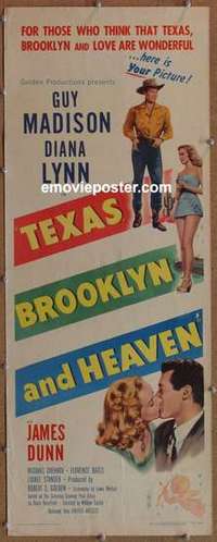 b619 TEXAS, BROOKLYN & HEAVEN insert movie poster '48 William Castle