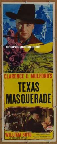 b616 TEXAS MASQUERADE insert movie poster R40s Hopalong Cassidy
