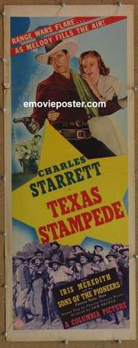 b617 TEXAS STAMPEDE insert movie poster '39 Charles Starrett