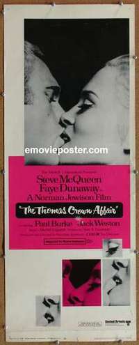 b625 THOMAS CROWN AFFAIR insert movie poster '68 Steve McQueen