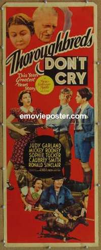 b626 THOROUGHBREDS DON'T CRY insert movie poster '37 Judy Garland