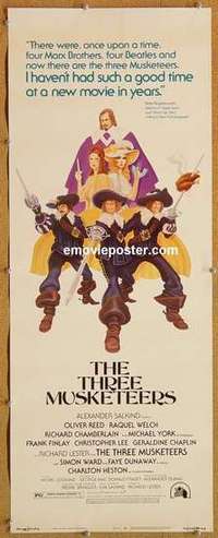 b629 THREE MUSKETEERS insert movie poster '74 Raquel Welch