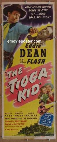 b634 TIOGA KID insert movie poster '48 Eddie Dean, Roscoe Ates