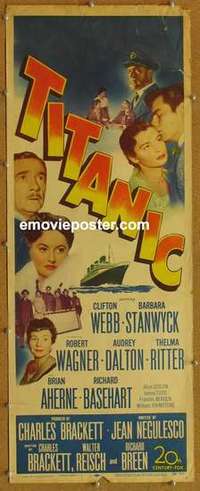 b635 TITANIC insert movie poster '53 Clifton Webb, Stanwyck