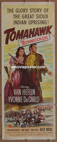 b636 TOMAHAWK insert movie poster '51 Van Heflin, Yvonne De Carlo