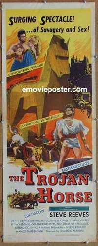 b642 TROJAN HORSE insert movie poster '62 Steve Reeves, Barrymore