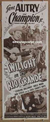 b645 TWILIGHT ON THE RIO GRANDE insert movie poster R53 Gene Autry