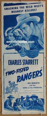 b649 TWO-FISTED RANGERS insert movie poster R53 Charles Starrett