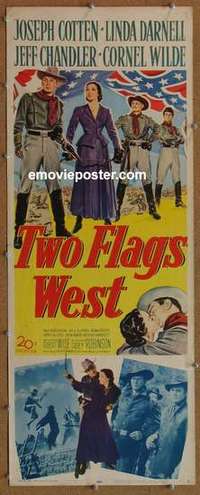 b646 TWO FLAGS WEST insert movie poster '50 Cotton, Linda Darnell