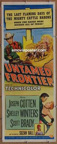 b655 UNTAMED FRONTIER insert movie poster '52 Cotten, Winters