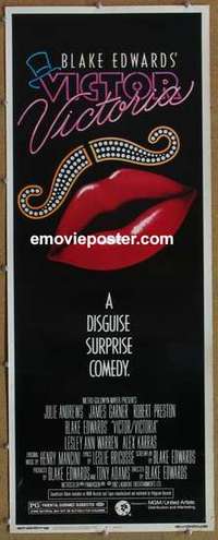 b660 VICTOR VICTORIA insert movie poster '82 Julie Andrews, Garner