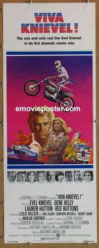 b665 VIVA KNIEVEL insert movie poster '77 motorcycle daredevil!