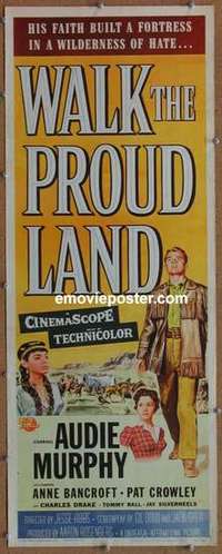 b667 WALK THE PROUD LAND insert movie poster '56 Audie Murphy