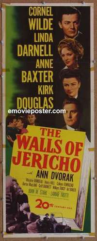 b669 WALLS OF JERICHO insert movie poster '48 Cornel Wilde, Darnell