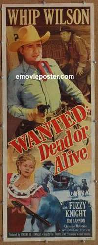 b671 WANTED DEAD OR ALIVE insert movie poster '51 Whip Wilson