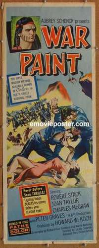 b673 WAR PAINT insert movie poster '53 Robert Stack, Joan Taylor