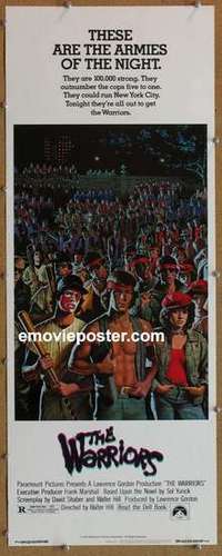 b674 WARRIORS insert movie poster '79 Walter Hill, teen gangs!