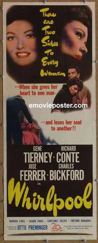 b680 WHIRLPOOL insert movie poster '50 Gene Tierney, Richard Conte