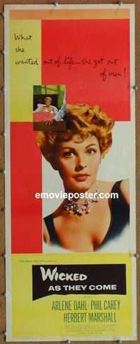 b687 WICKED AS THEY COME insert movie poster '56 bad girl Arlene Dahl!
