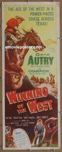 b694 WINNING OF THE WEST insert movie poster '52 Gene Autry