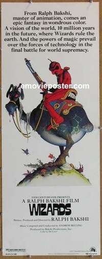 b696 WIZARDS insert movie poster '77 Ralph Bakshi fantasy cartoon!