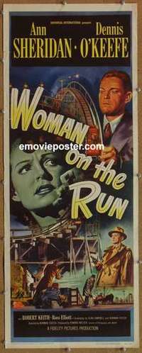 b697 WOMAN ON THE RUN insert movie poster '50 Ann Sheridan, O'Keefe