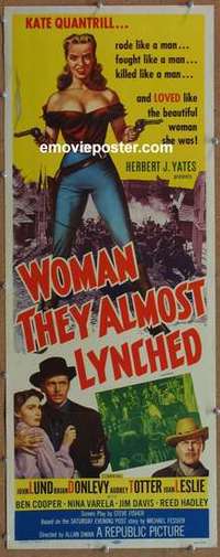 b698 WOMAN THEY ALMOST LYNCHED insert movie poster R57 sexy!