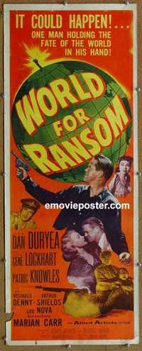 b701 WORLD FOR RANSOM insert movie poster '54 Robert Aldrich, Duryea