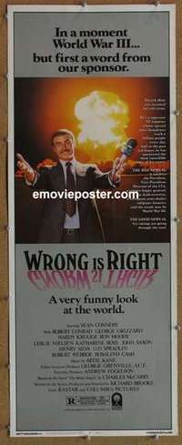 b703 WRONG IS RIGHT insert movie poster '82 Sean Connery, Conrad
